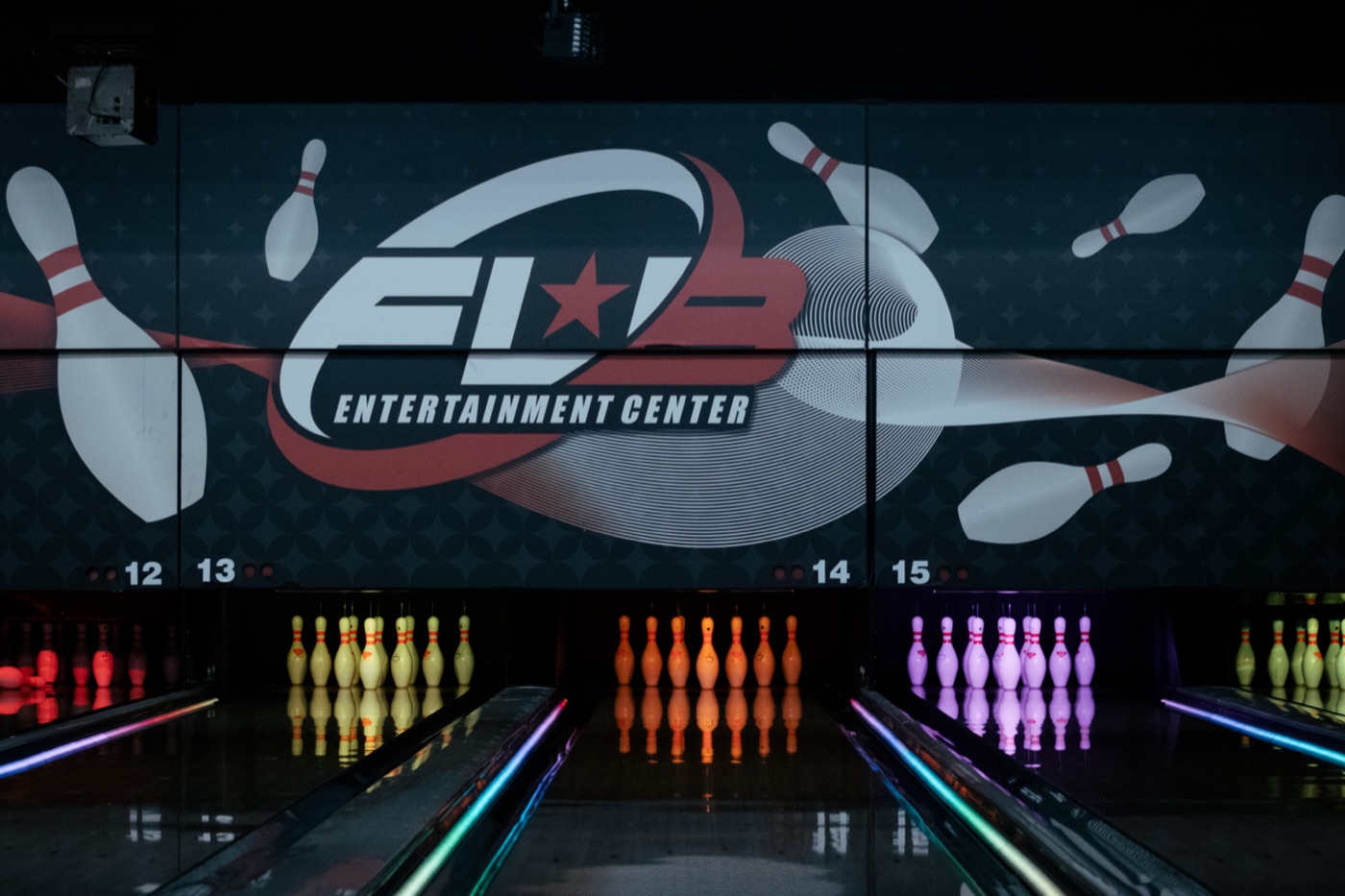FLB bowling alley with neon pins